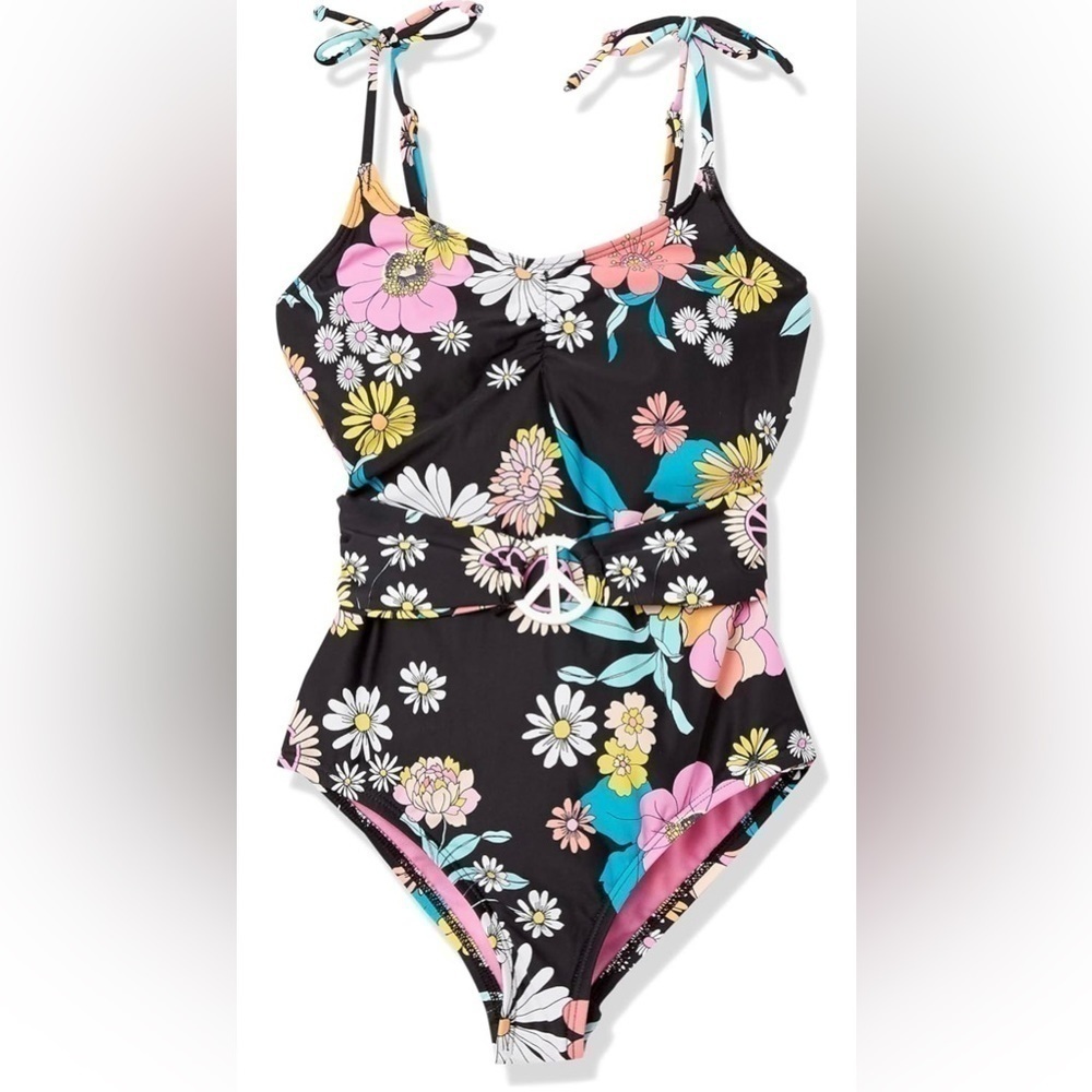 Hobie Girls Floral One Piece Swimsuit Size 16 NEW